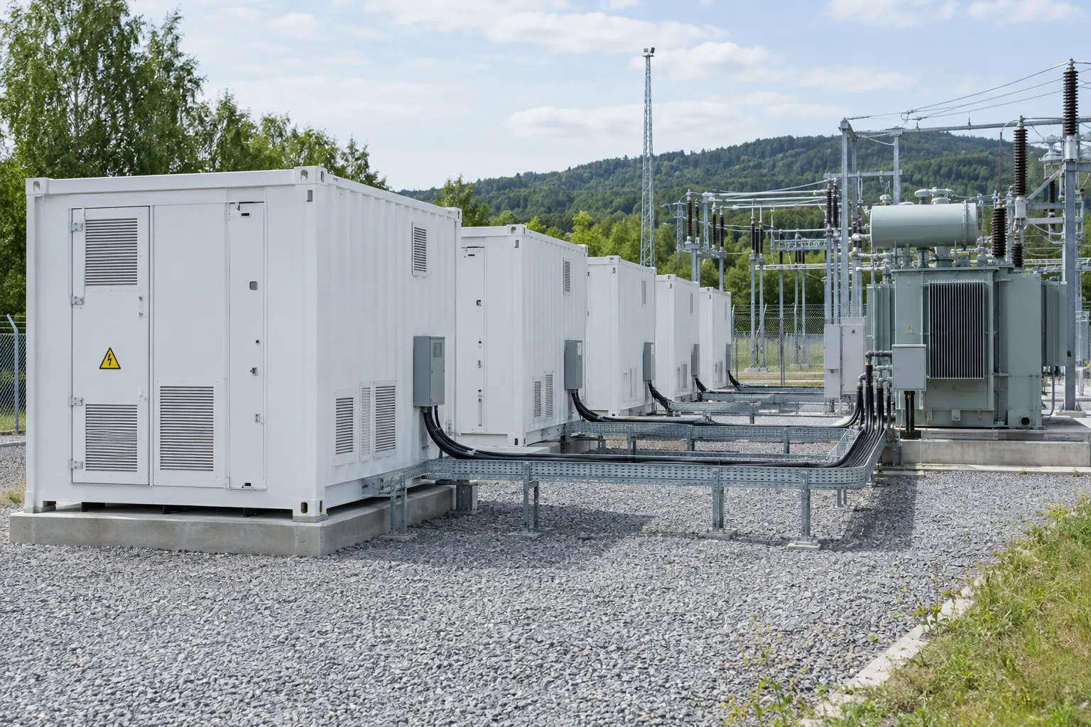Kontejnerski baterijski spremnici energije uz transformatorsku stanicu
